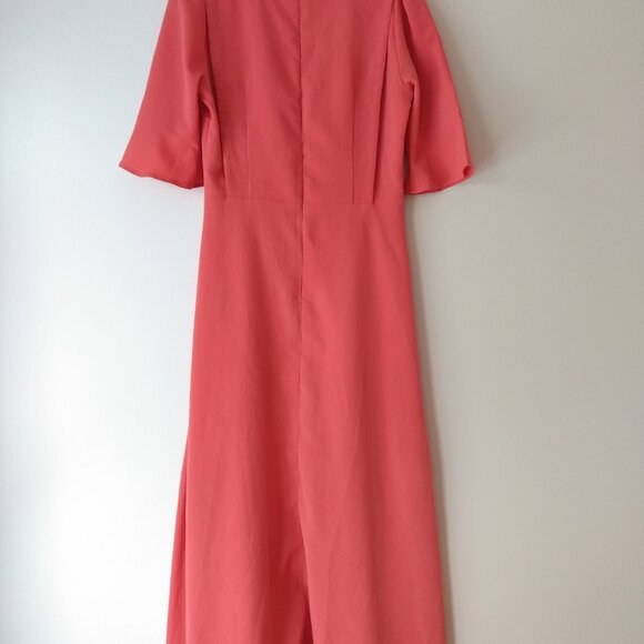 Amish Mennonite Cape Dress 34"B 27.5"W Handmade Modest STAINS Pink Coral Crinkle - Picture 13 of 16